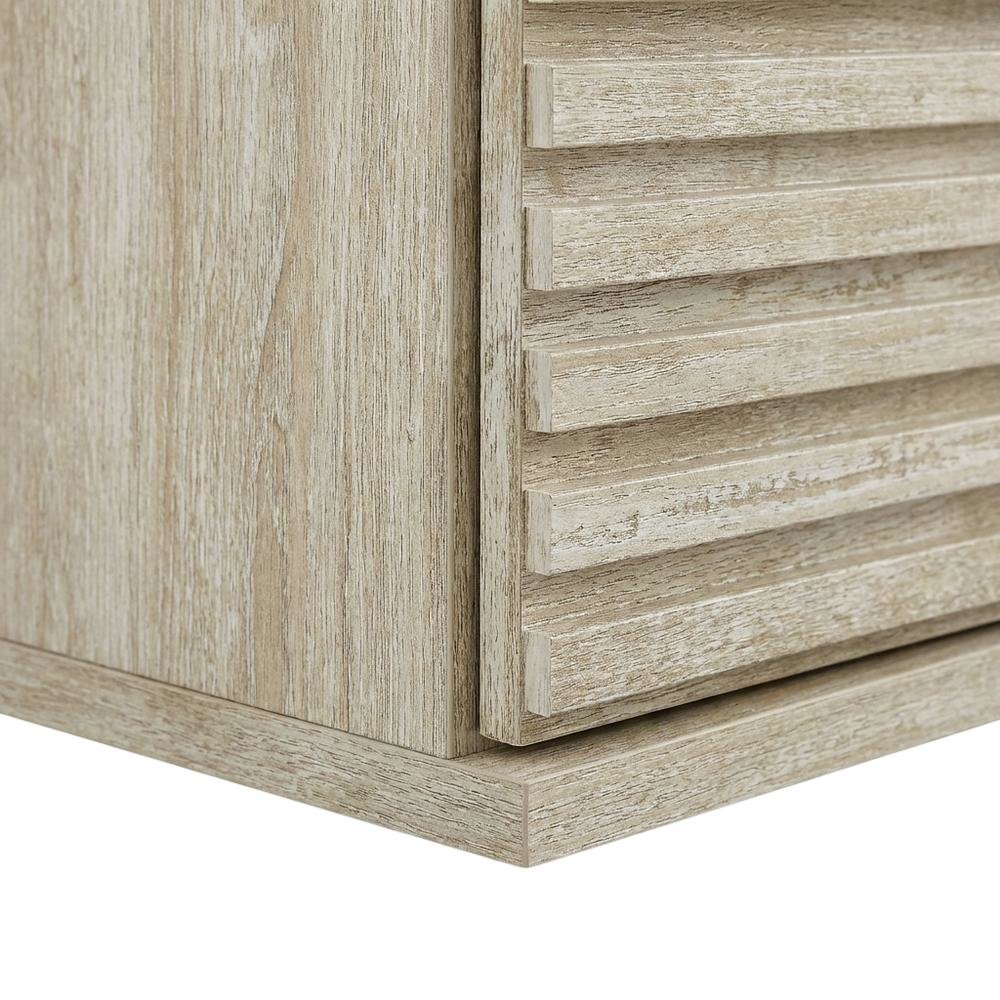 Gray faux wall-mount media console, solid construction, 70-inch design. Picture 6