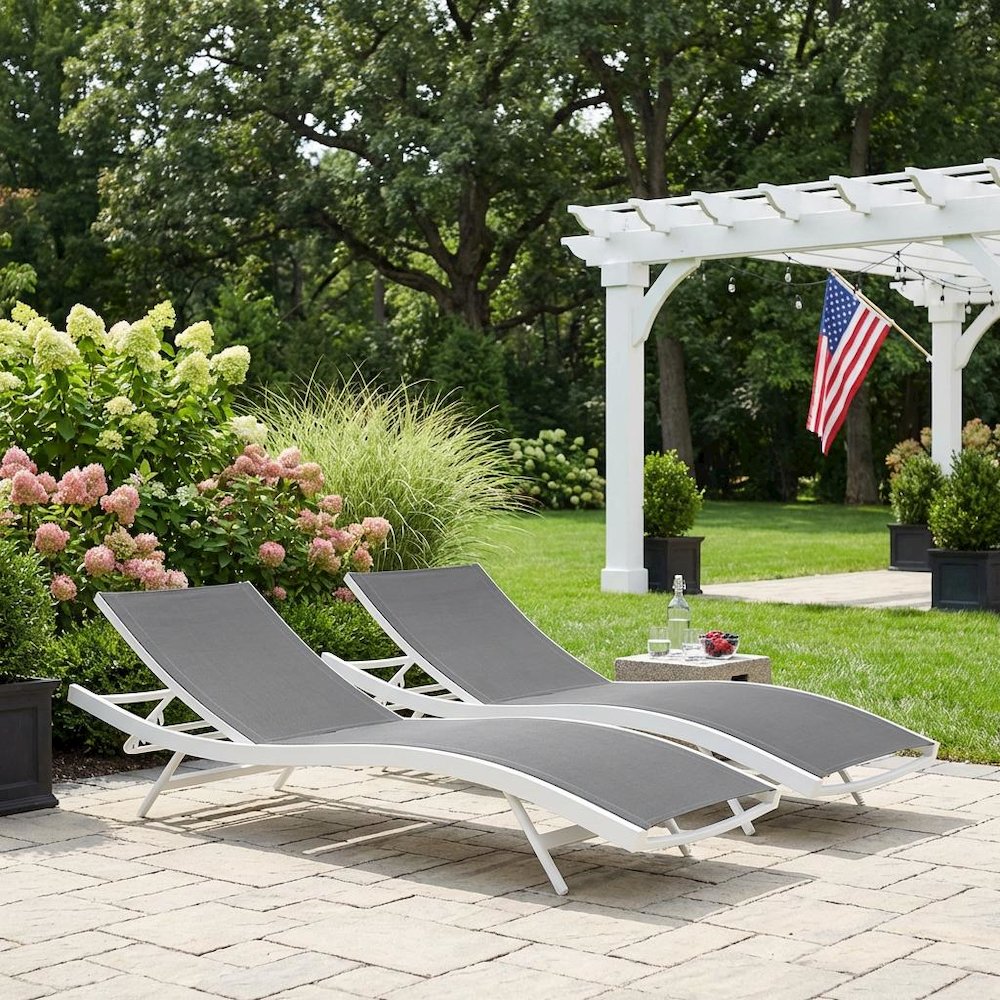 Outdoor Patio Chaise Lounge Set Of 2 With Comfortable Design And Durable Frame. Picture 4