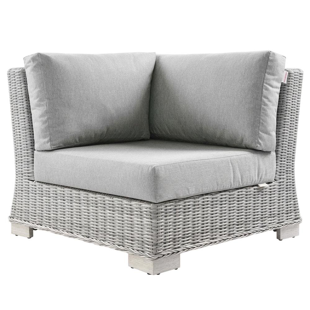 Outdoor Patio Wicker Rattan Corner Chair With Cushioned Seating. Picture 1