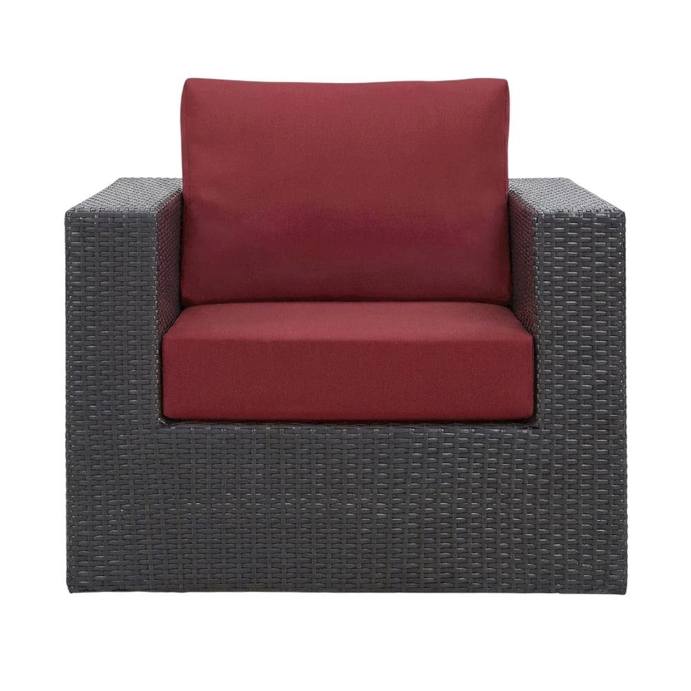Outdoor Patio Armchair With Cushioned Back, Seat For Comfortable Sitting. Picture 4