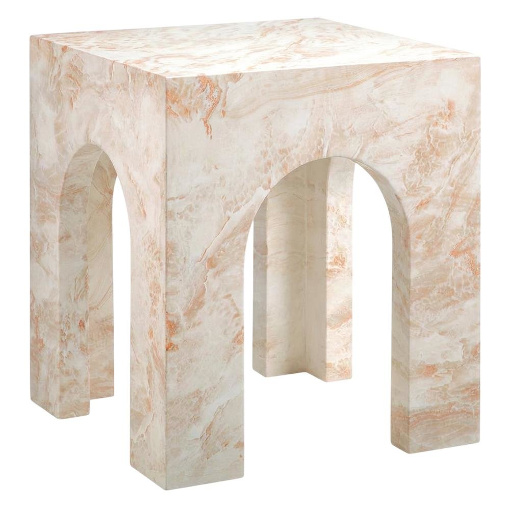 Outdoor patio arched concrete side table, sturdy design, for various spaces. Picture 1