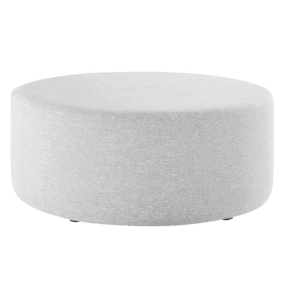 Woven Heathered Fabric Outdoor Ottoman In Neutral Tone For Patio Comfort. Picture 1