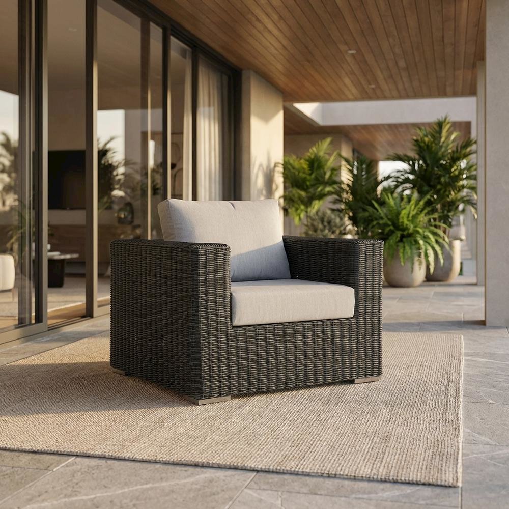 Outdoor Fabric Armchair with Cushions and Comfortable Support. Picture 2