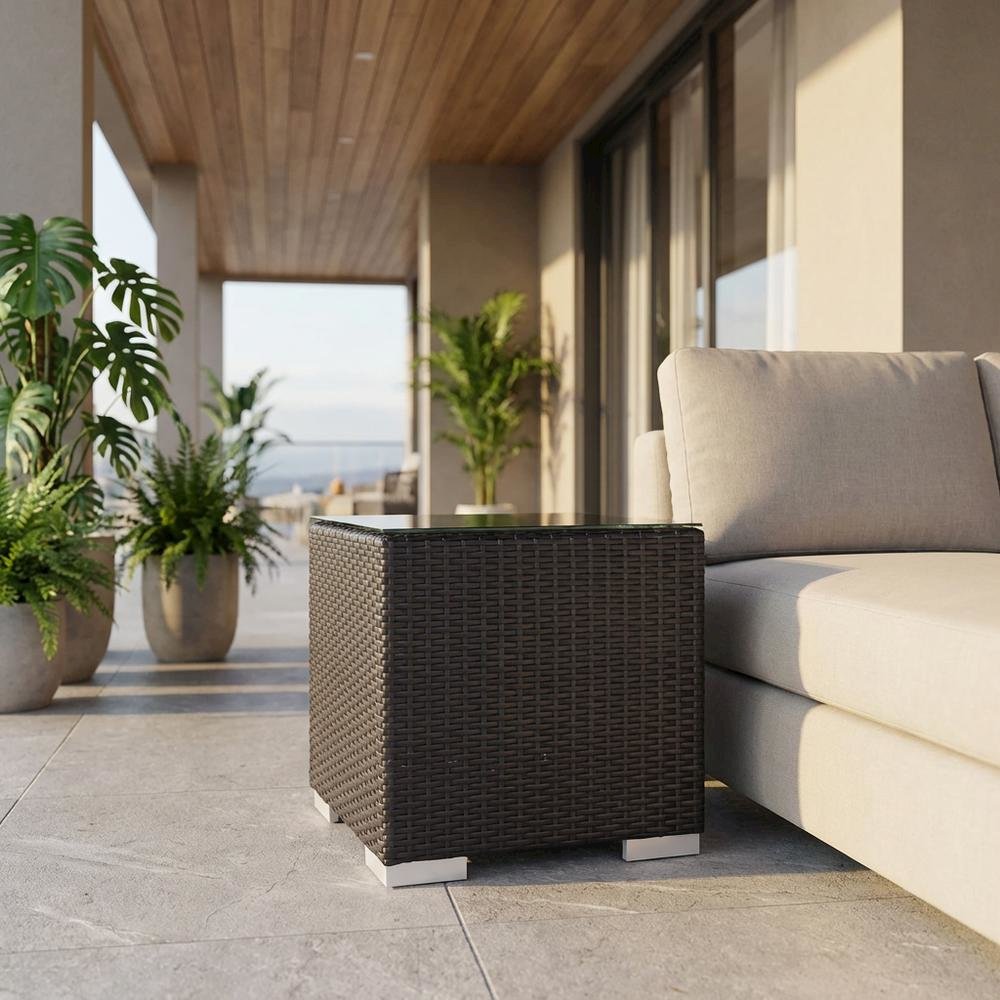 Round Outdoor Side Table With Modern Design For Patio Use. Picture 2