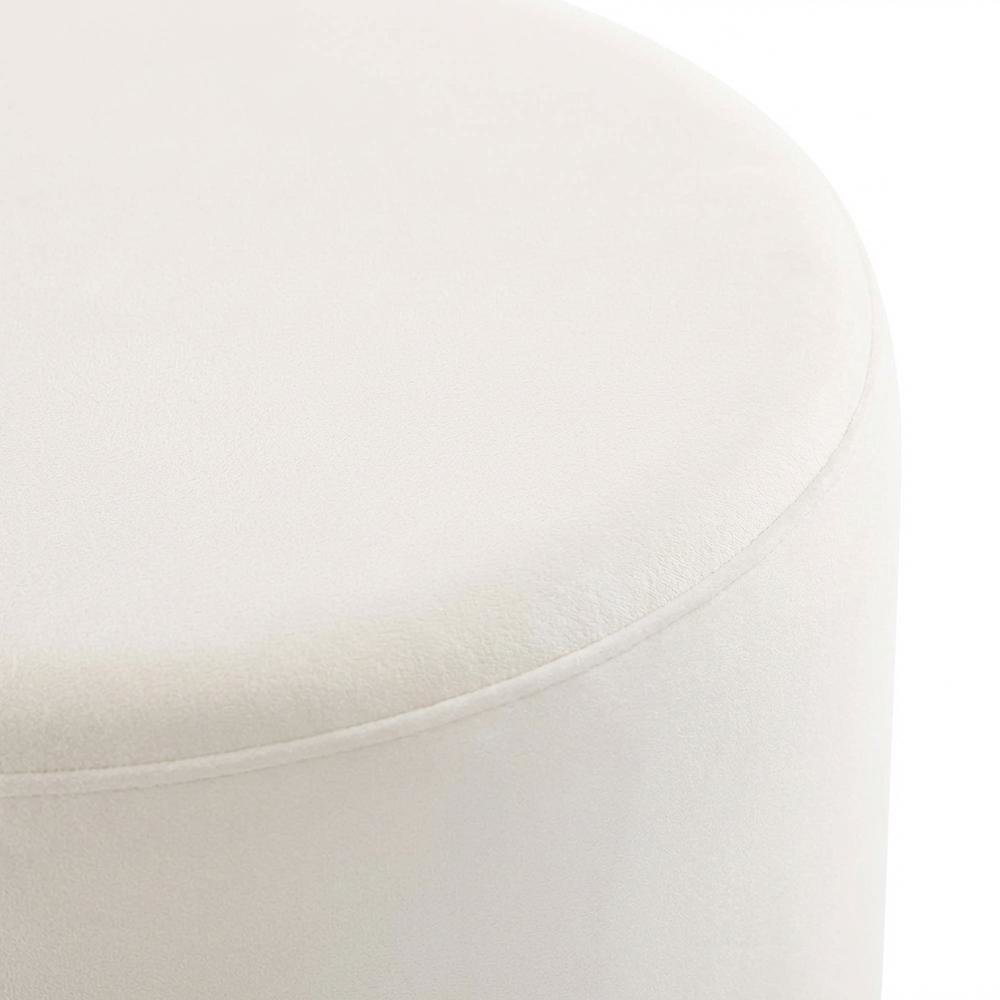 Round Performance Velvet Ottoman With Versatile Use For Living Spaces. Picture 5