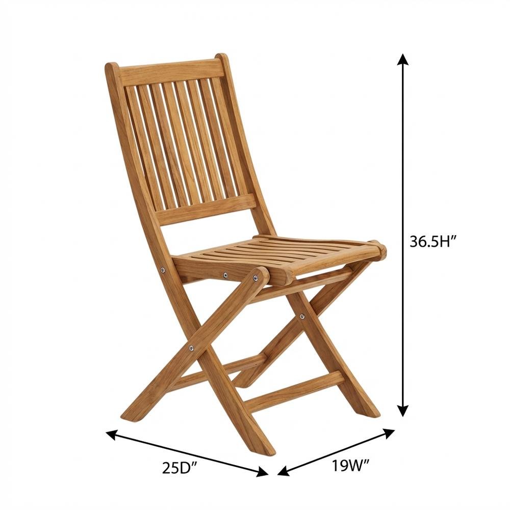 Weather-Resistant Teak Outdoor Folding Chair With Comfortable Backrest. Picture 7
