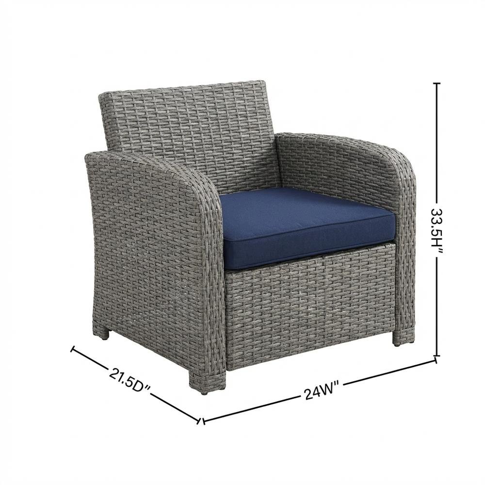 Outdoor Patio Wicker Rattan Armchair for Dining, Cushioned, Lounge Style. Picture 7