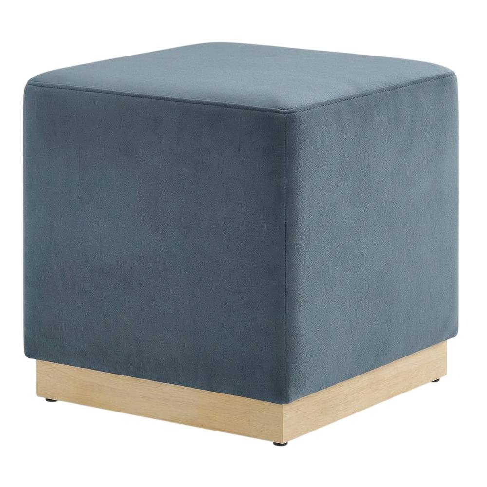 Square Upholstered Ottoman In Performance Velvet With Modern Design. Picture 1