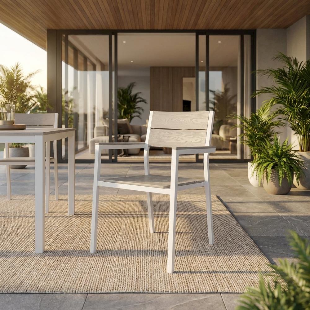 Outdoor Patio Armchair With Armrest And Stackable Design. Picture 2