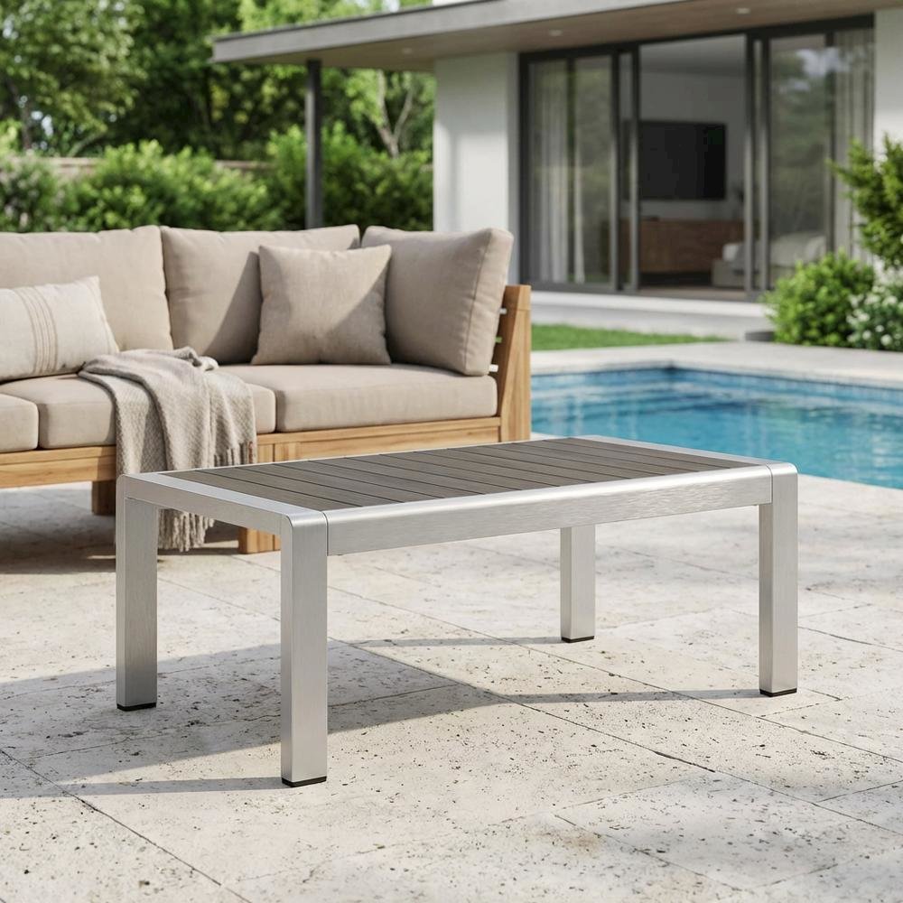 Aluminum Outdoor Coffee Table With Modern Design And Sturdy Base. Picture 3