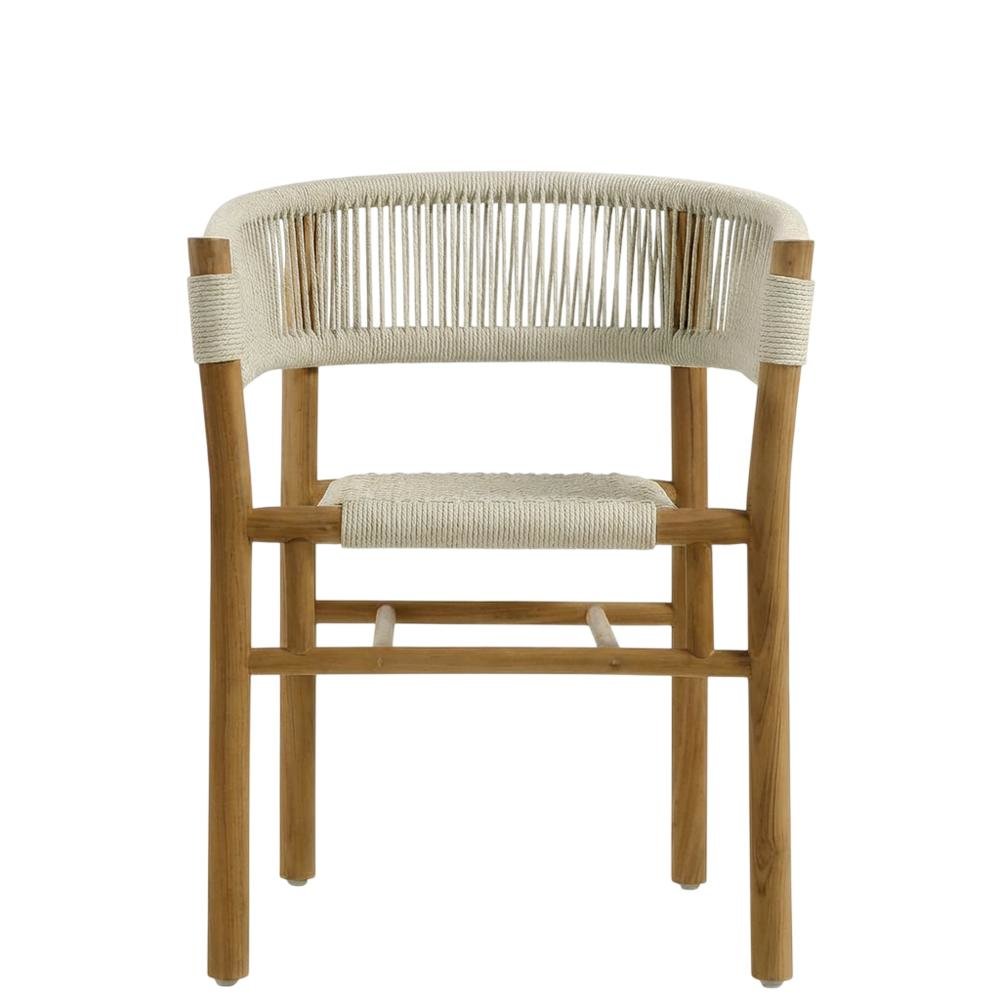 Outdoor Patio Teak, Curved-Back Dining Armchairs Set Of 2, Armrests, Stackable. Picture 4