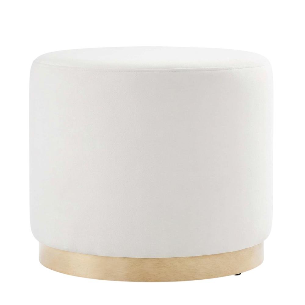 Round Performance Velvet Ottoman With Upholstered Top For Outdoor Use. Picture 4