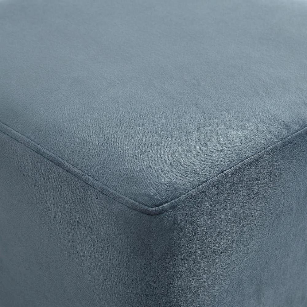 Square Upholstered Ottoman In Performance Velvet With Modern Design. Picture 5