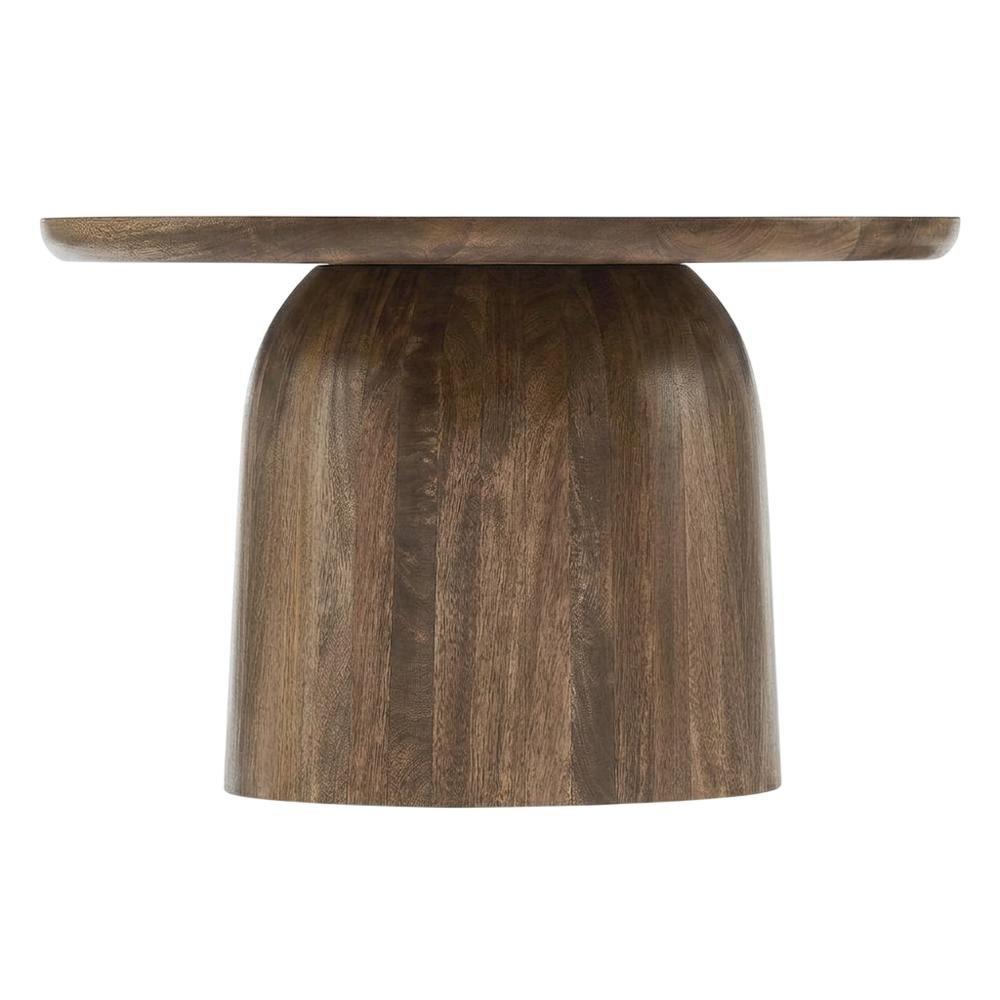 Round Wood Coffee Table with Sleek Design and Solid Oak Finish. Picture 4