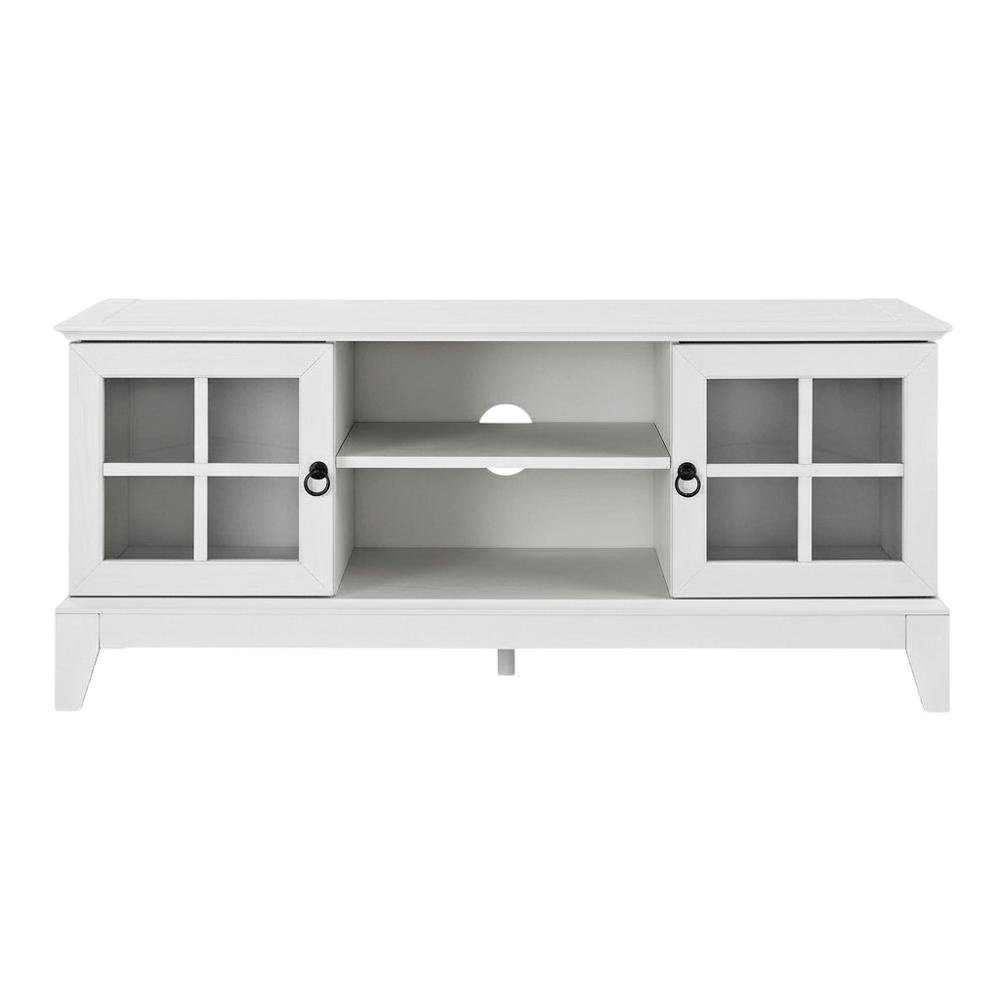 White wood TV stand with 47-inch top and sleek design for modern living spaces. Picture 4