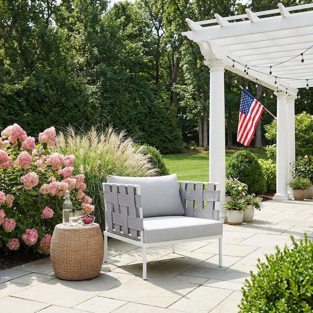 Outdoor Patio Aluminum Armchair With Sturdy Frame And Comfortable Seat. Picture 3