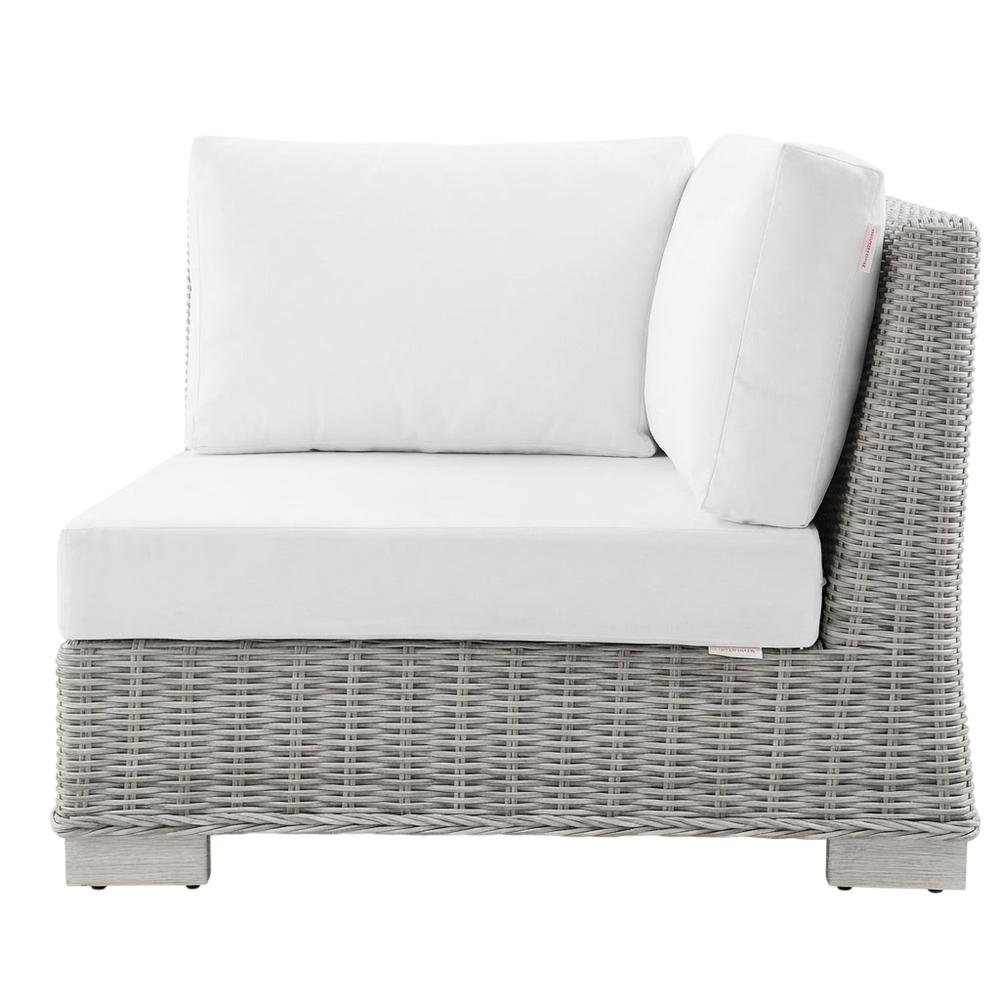 Outdoor Patio Wicker Rattan Corner Chair With Cushioned Seat And Backrest. Picture 4