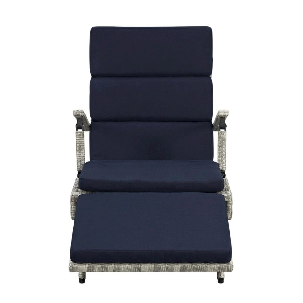 Outdoor Patio Wicker Rattan Lounge Chair With Armrest Support. Picture 4
