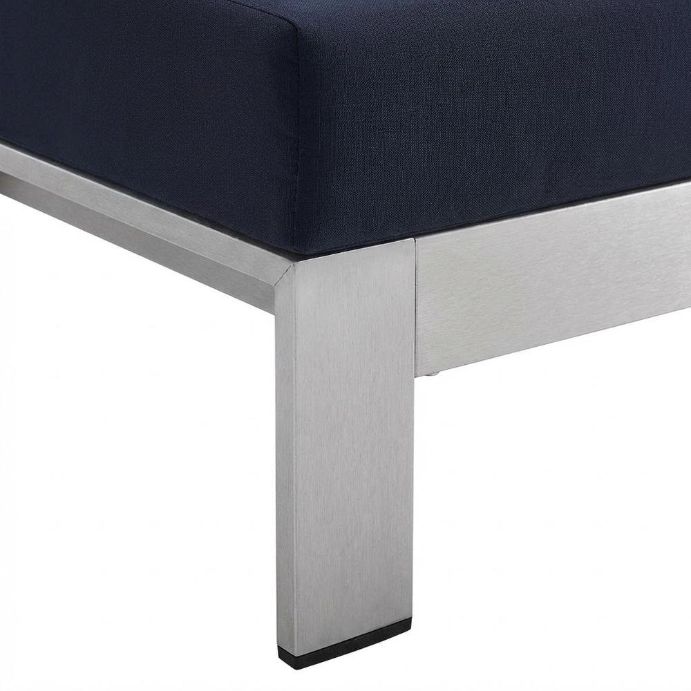 Aluminum Fabric Outdoor Lounge Chair With Armless Design And Cushioned Seat. Picture 6