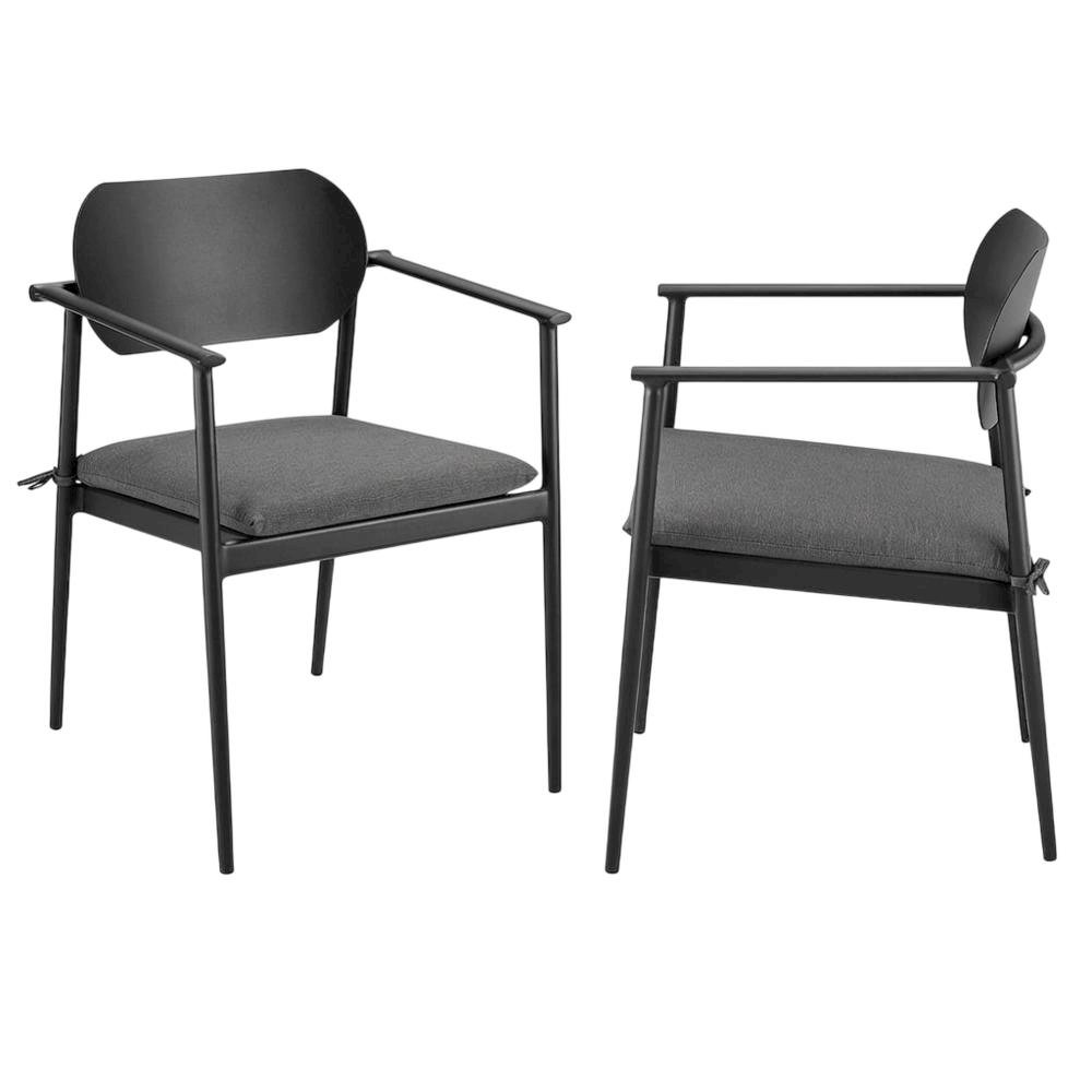 Stackable outdoor aluminum dining chairs set of 2, backrest, lightweight design. Picture 1