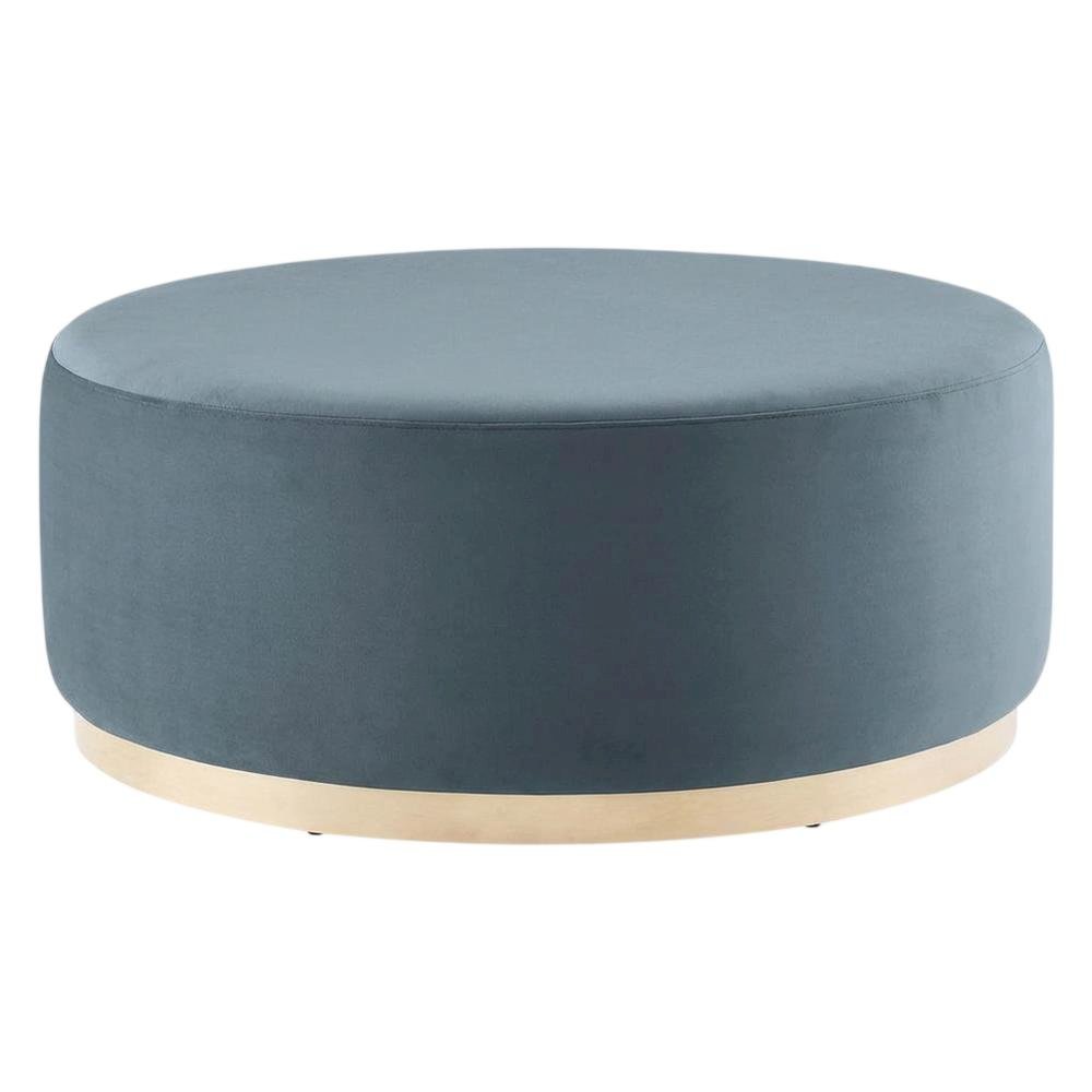 Round Velvet Outdoor Ottoman With Upholstered Top For Lounge Area. Picture 1