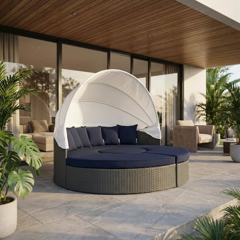 Outdoor Daybed with Cushioned Backrest and Durable Frame for Lounge Relaxation. Picture 2