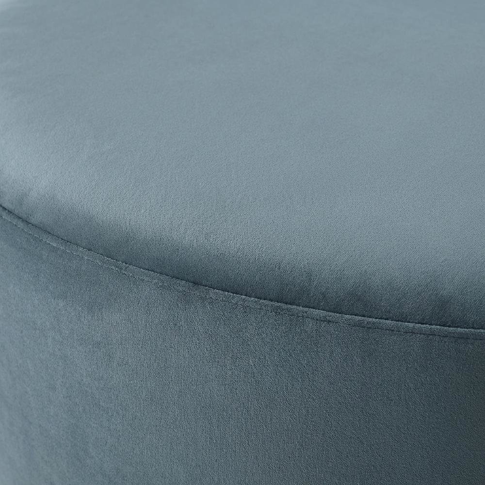Round Velvet Outdoor Ottoman With Upholstered Top For Lounge Area. Picture 5
