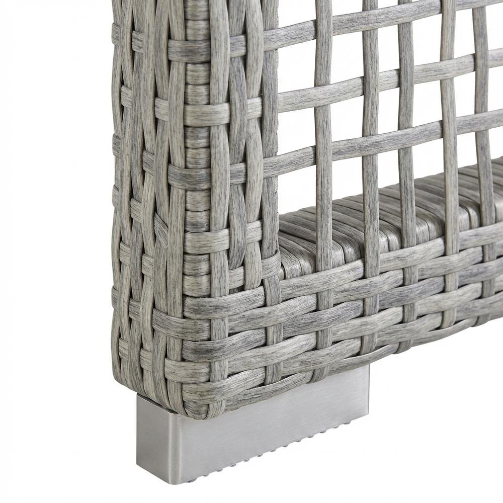 Wicker Rattan Outdoor Side Table in Neutral Finish with Weather-Resistant Design. Picture 6