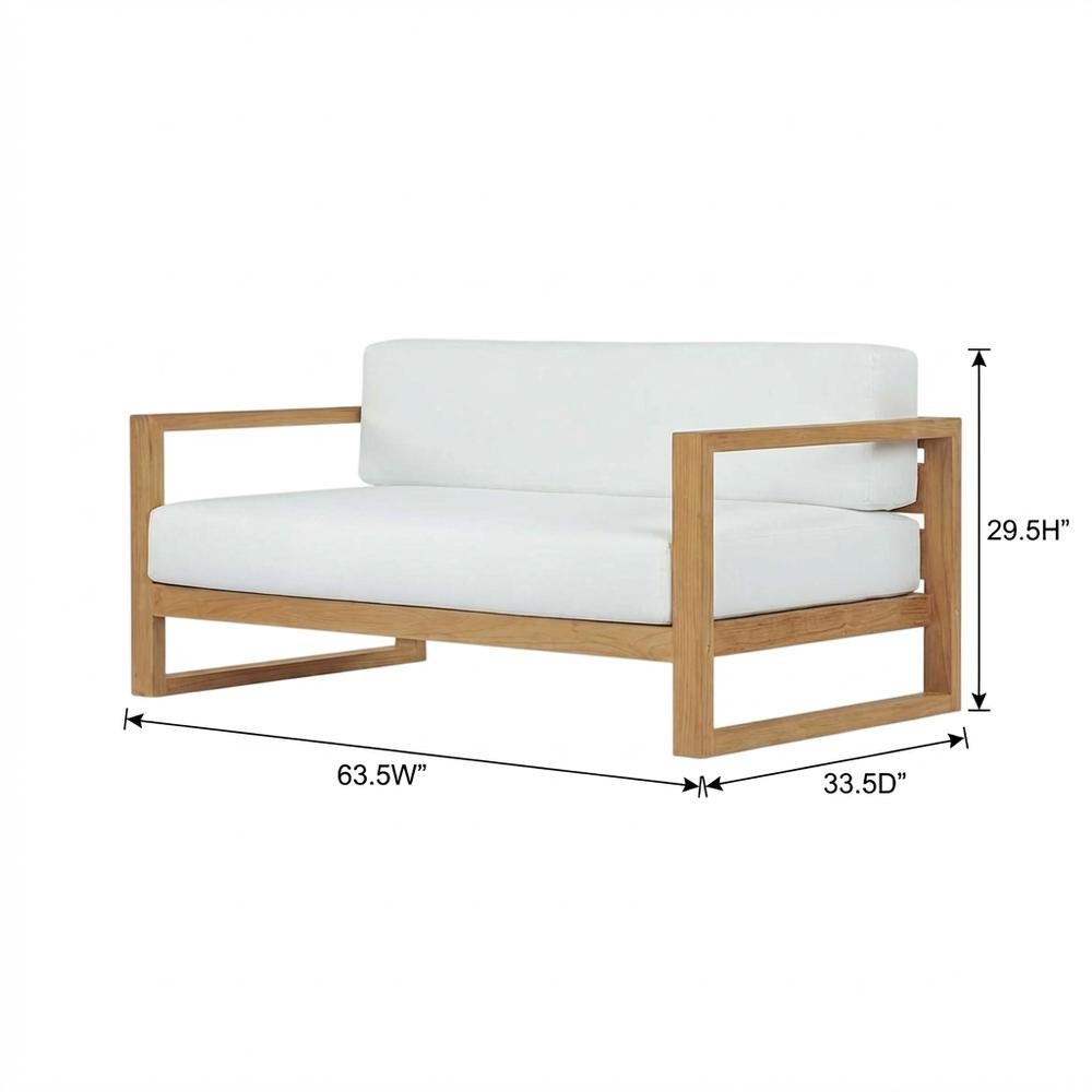 Outdoor Teak Patio Sofa With Cushioned Seating And Armrest Support. Picture 7