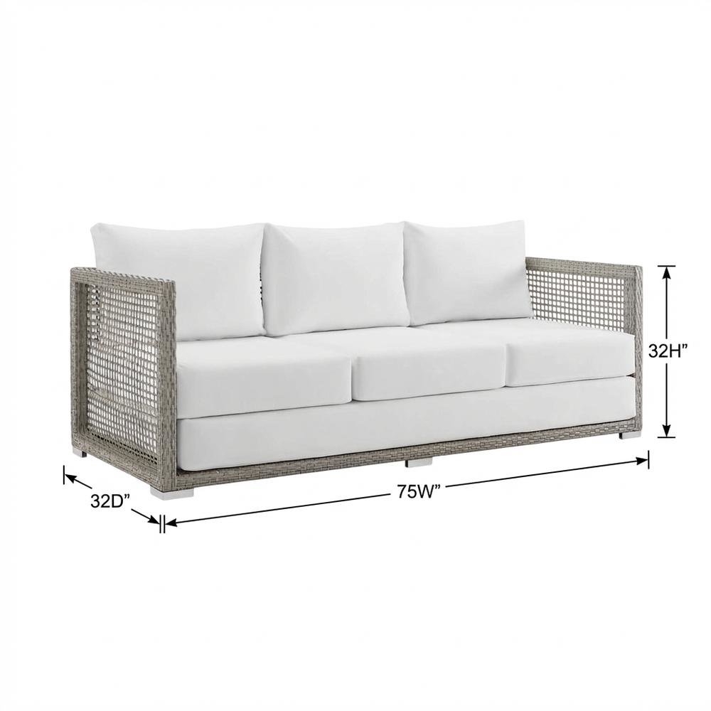 Outdoor Wicker Rattan Sofa with Armrest and Back Cushion for Patio Lounge. Picture 7