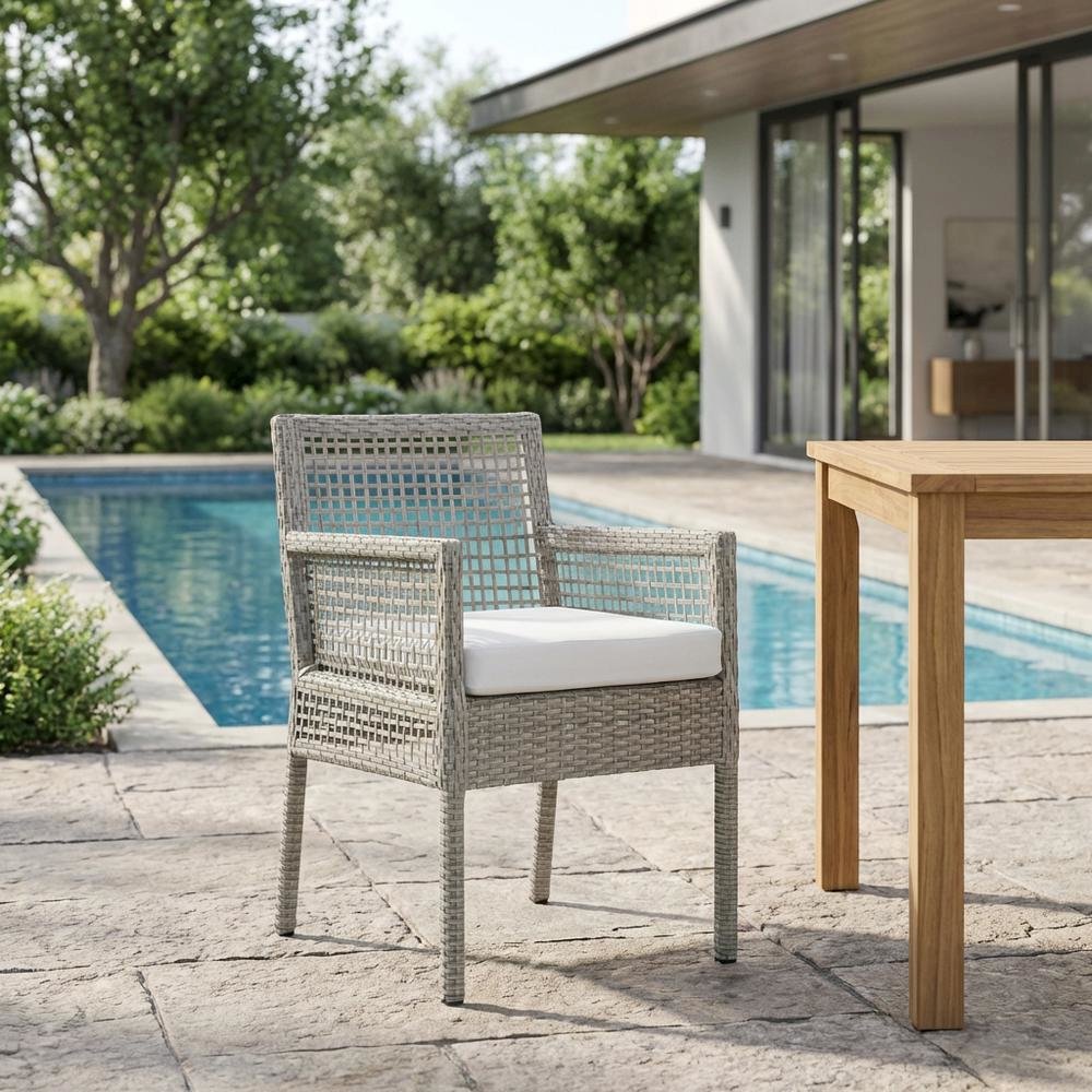 Outdoor Patio Rattan Wicker Dining Armchair With Cushioned Seat. Picture 3