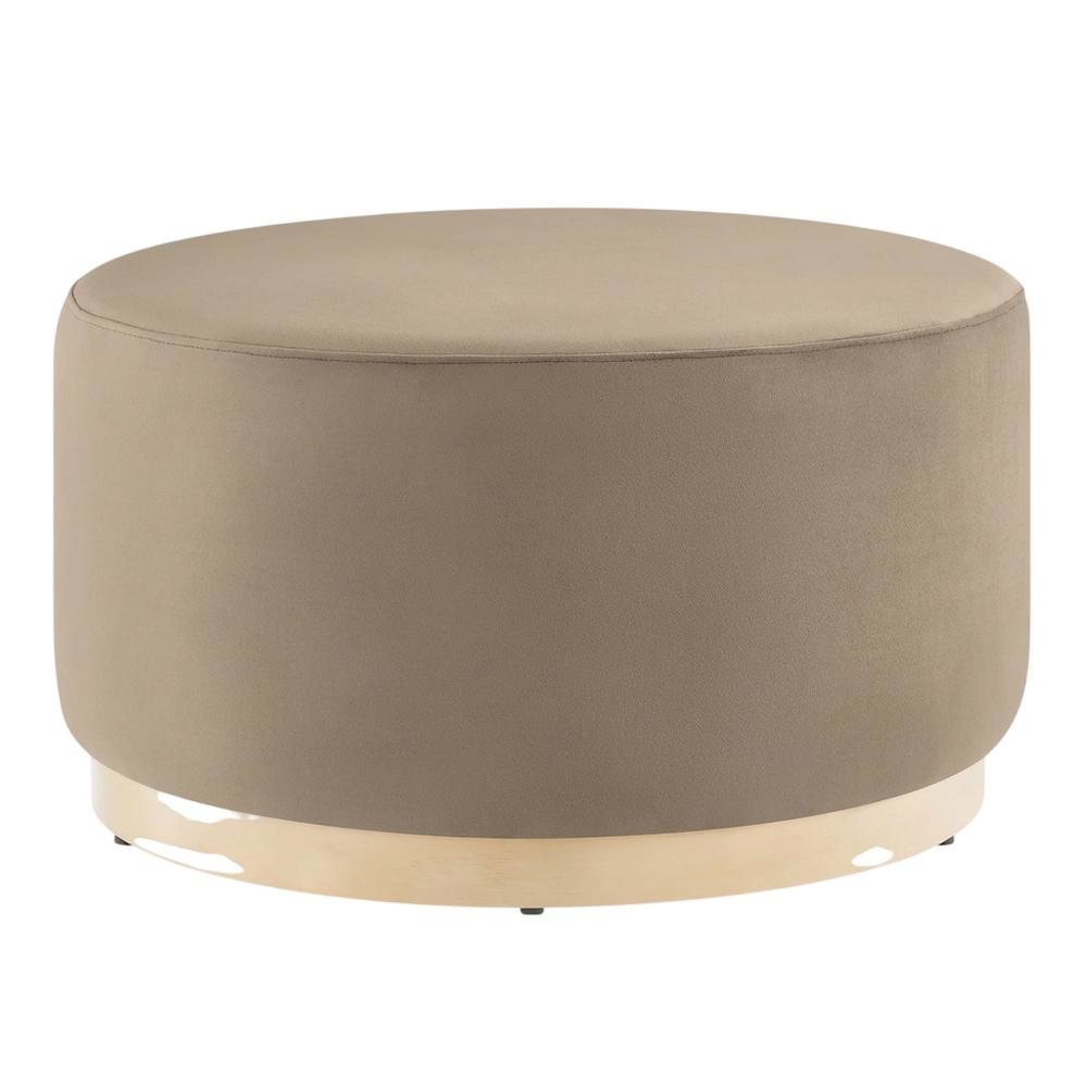 Velvet Upholstered Ottoman With 29-Inch Round Top And Stylish Design. Picture 4