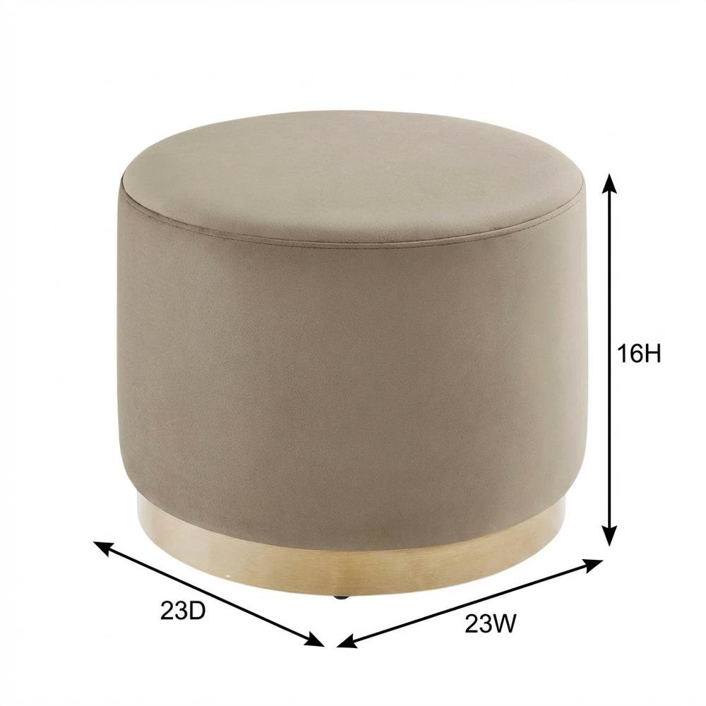 Performance Velvet Outdoor Ottoman In Neutral Color, Plush Upholstery, Sturdy. Picture 7