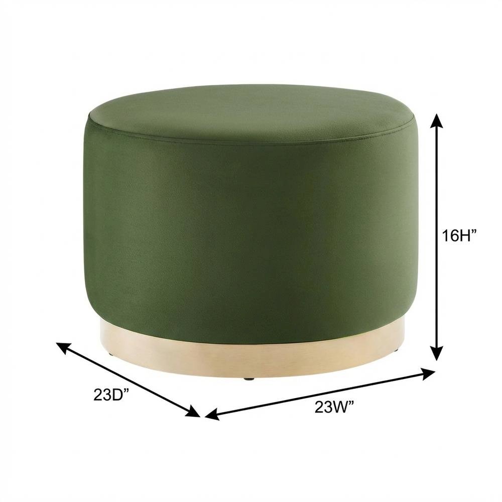 Performance Velvet Round Ottoman, Neutral Color, Plush Upholstery, Sturdy Base. Picture 7