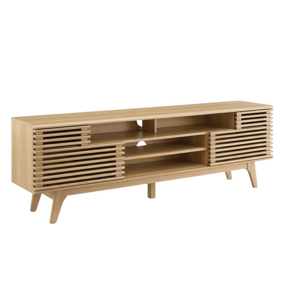 Wooden Brown TV Stand with Spacious Storage and Modern Design. Picture 4