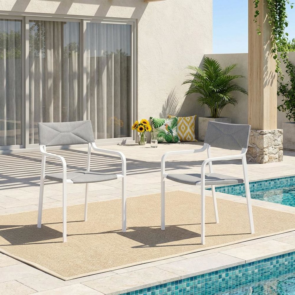 Aluminum Armchair Set Of 2 For Outdoor Lounge Spaces With Stackable Design. Picture 2