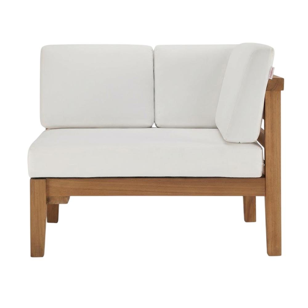 Outdoor Patio Teak Wood Corner Chair With Comfortable Backrest. Picture 4