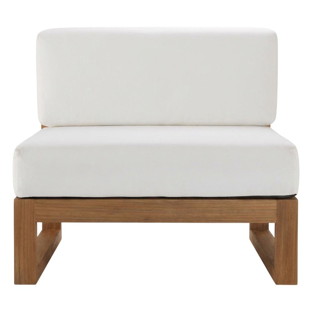 Teak Wood Armless Outdoor Lounge Chair With Comfortable Backrest. Picture 4