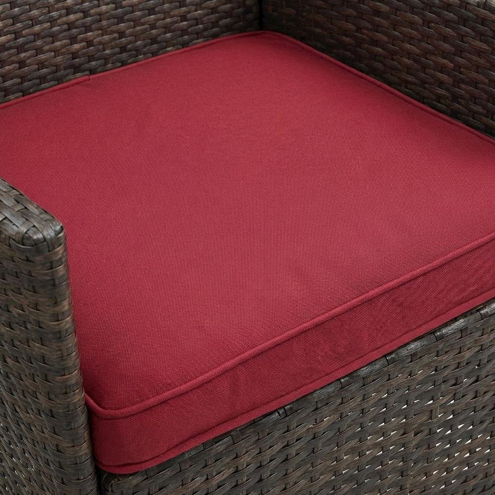 Outdoor Patio Wicker Rattan Lounge Armchair With Armrests And Cushioned Seat. Picture 5