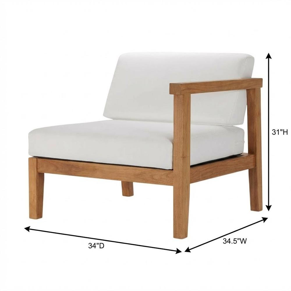 Outdoor Patio Teak Wood Right-Arm Lounge Chair With Comfortable Armrest. Picture 7