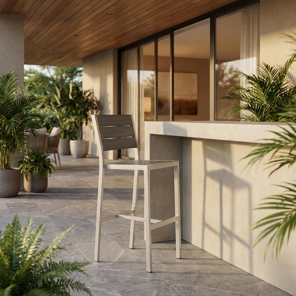 Aluminum Outdoor Bar Stool With Backrest And Lightweight Design. Picture 2