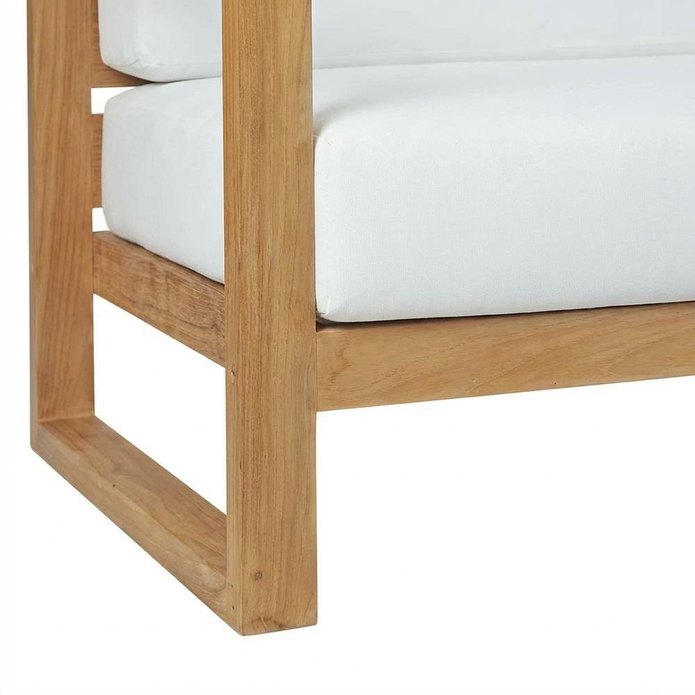 Outdoor Teak Patio Sofa With Cushioned Seating And Armrest Support. Picture 6