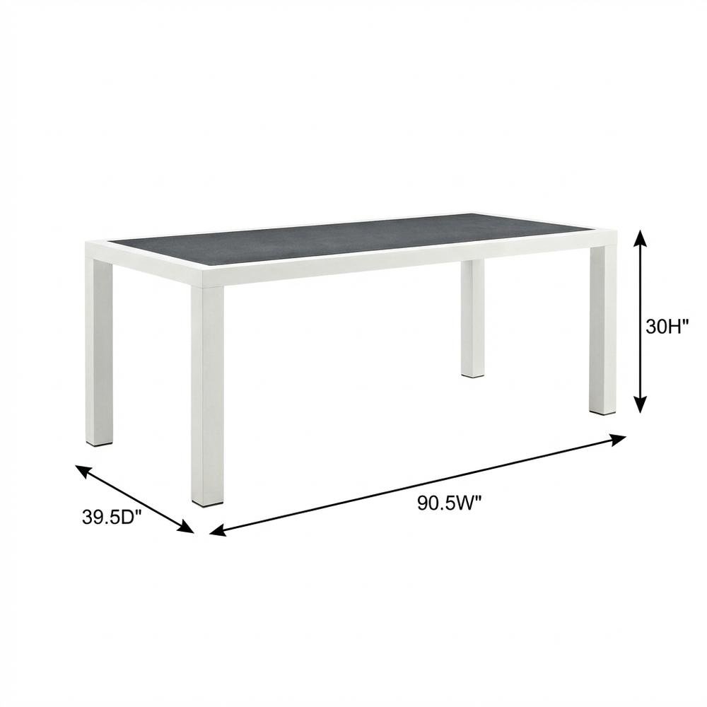 Square outdoor dining table with aluminum construction, weather-resistant design. Picture 7