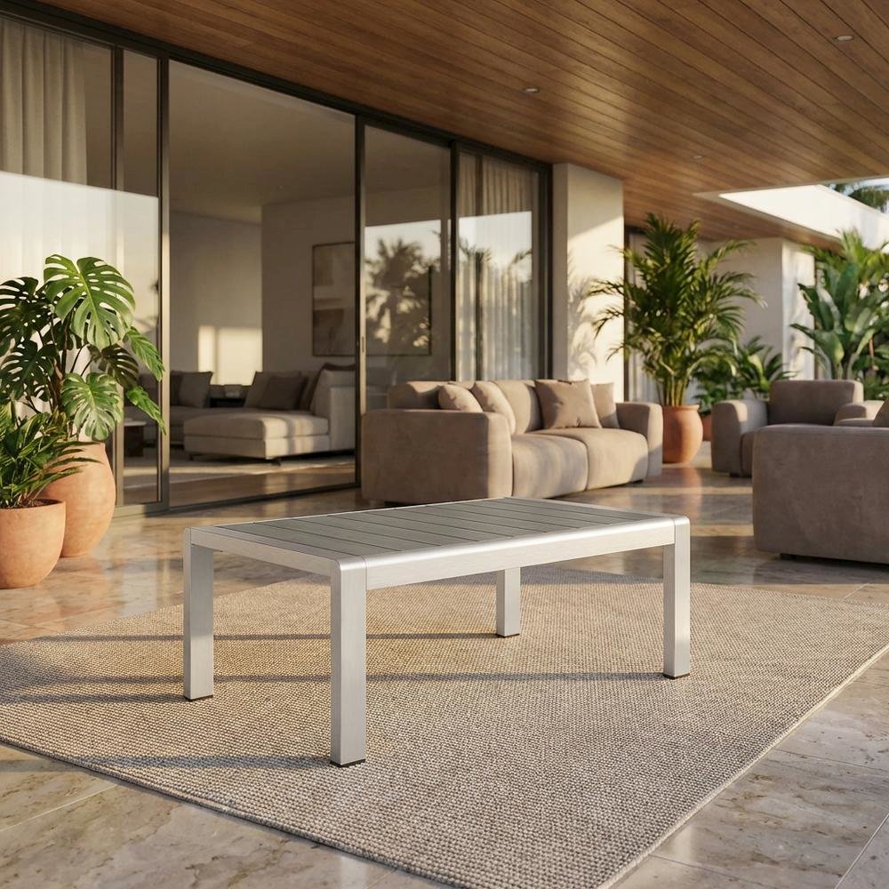 Aluminum Outdoor Coffee Table With Modern Design And Sturdy Base. Picture 2