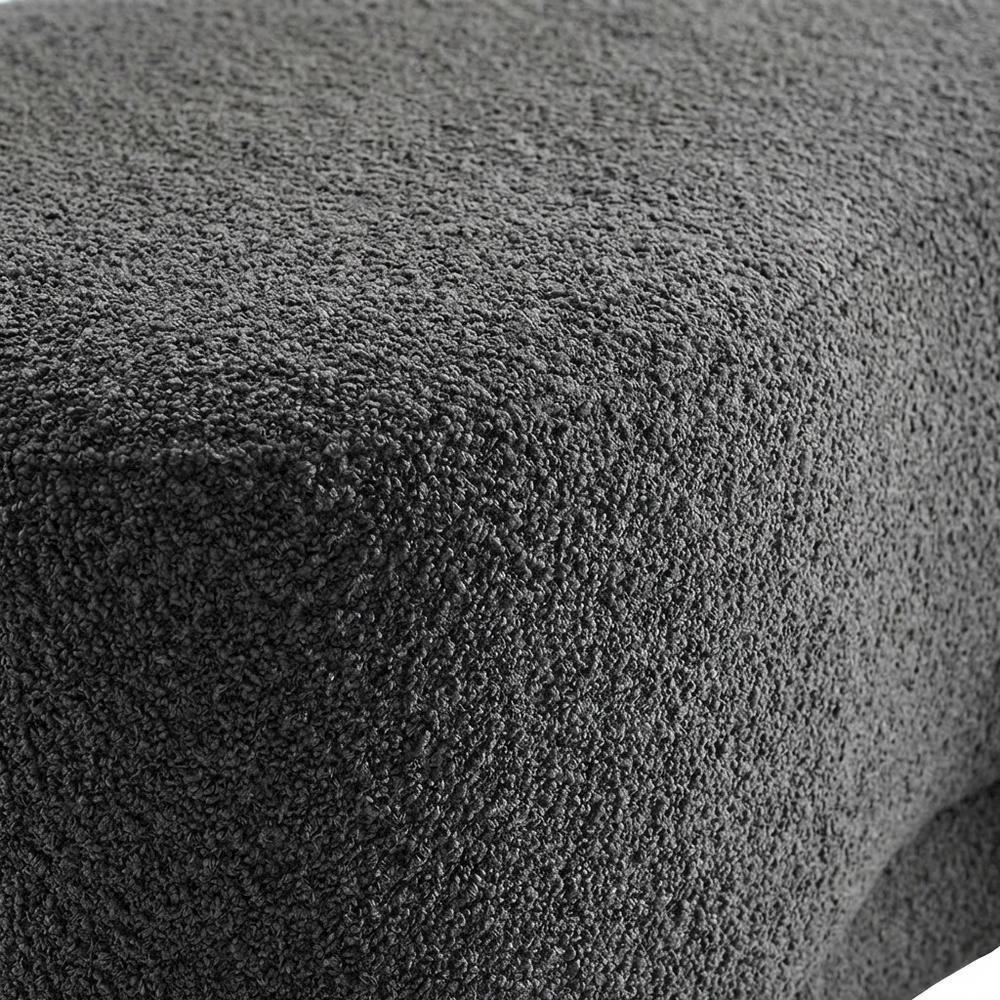 Upholstered Outdoor Ottoman Bench With Cushioned Top In Neutral Fabric. Picture 5