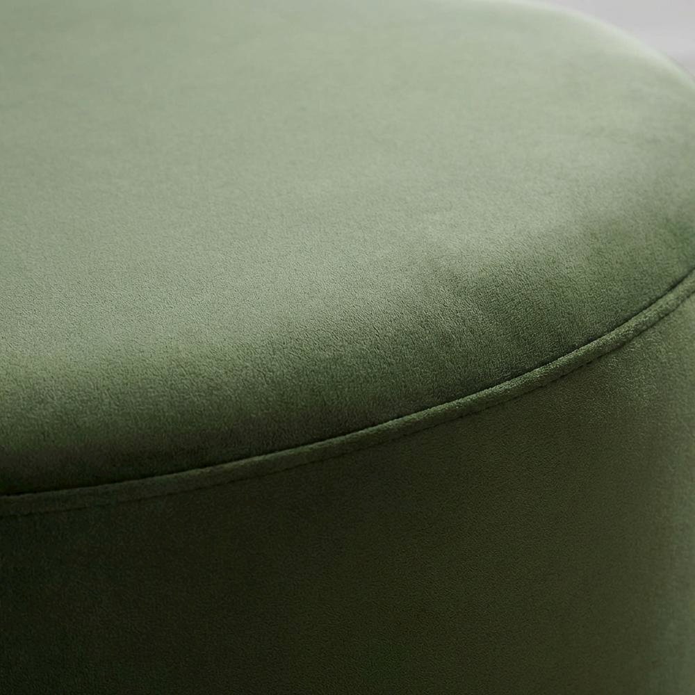 Performance Velvet Round Ottoman, Neutral Color, Plush Upholstery, Sturdy Base. Picture 5