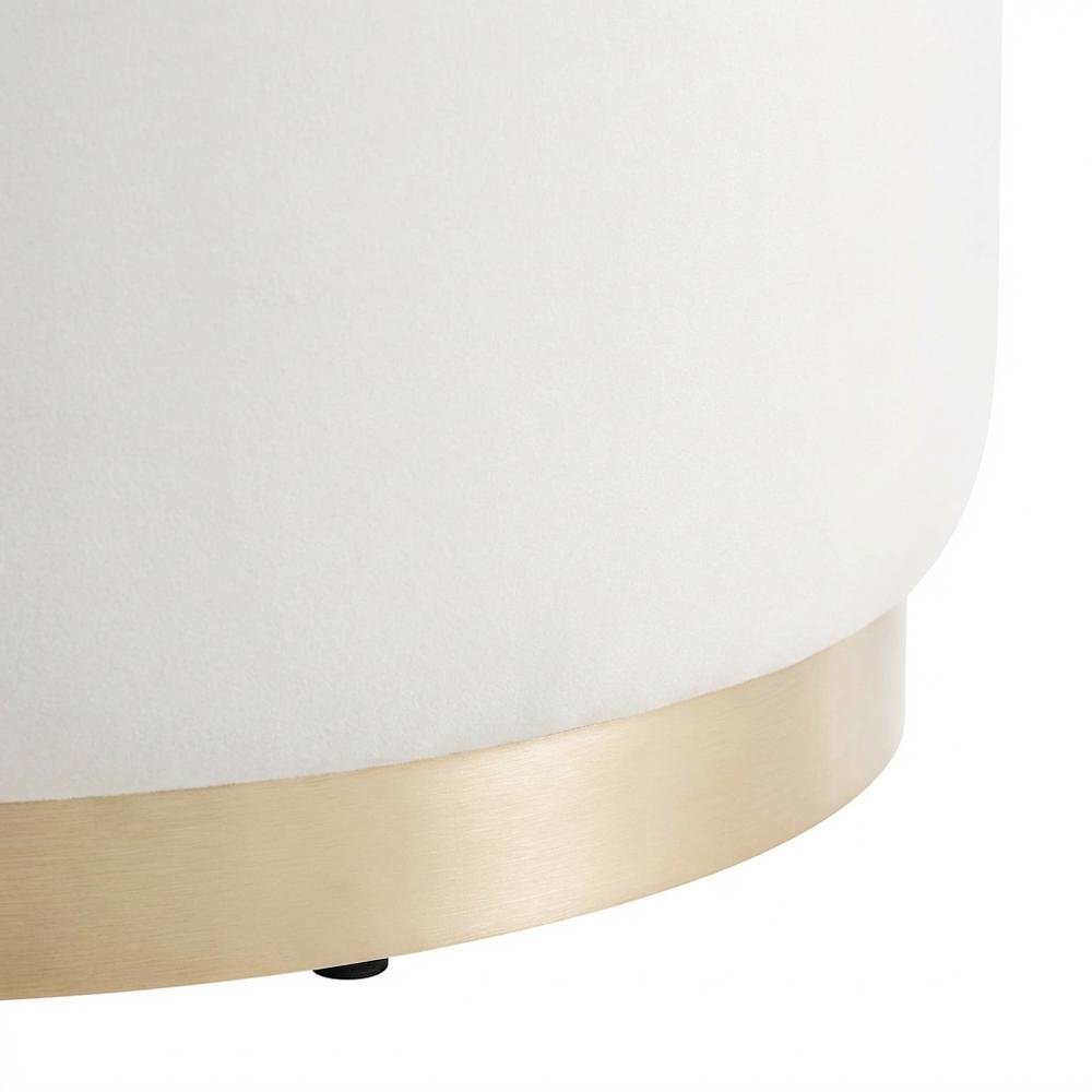 Round Performance Velvet Ottoman With Upholstered Top For Outdoor Use. Picture 6