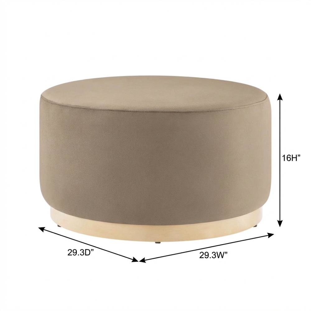 Velvet Upholstered Ottoman With 29-Inch Round Top And Stylish Design. Picture 7
