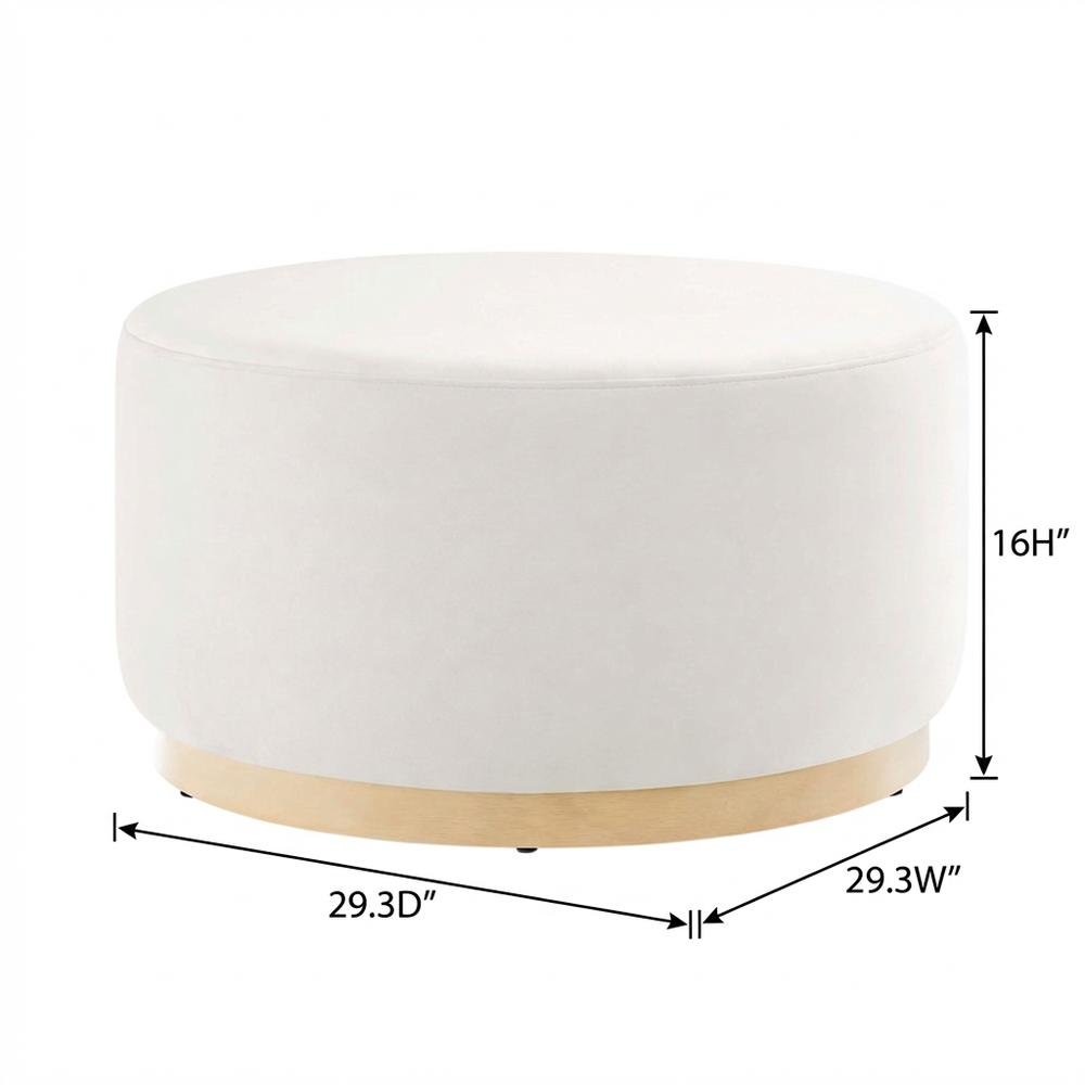 Round Performance Velvet Ottoman With Upholstered Top For Outdoor Use. Picture 7