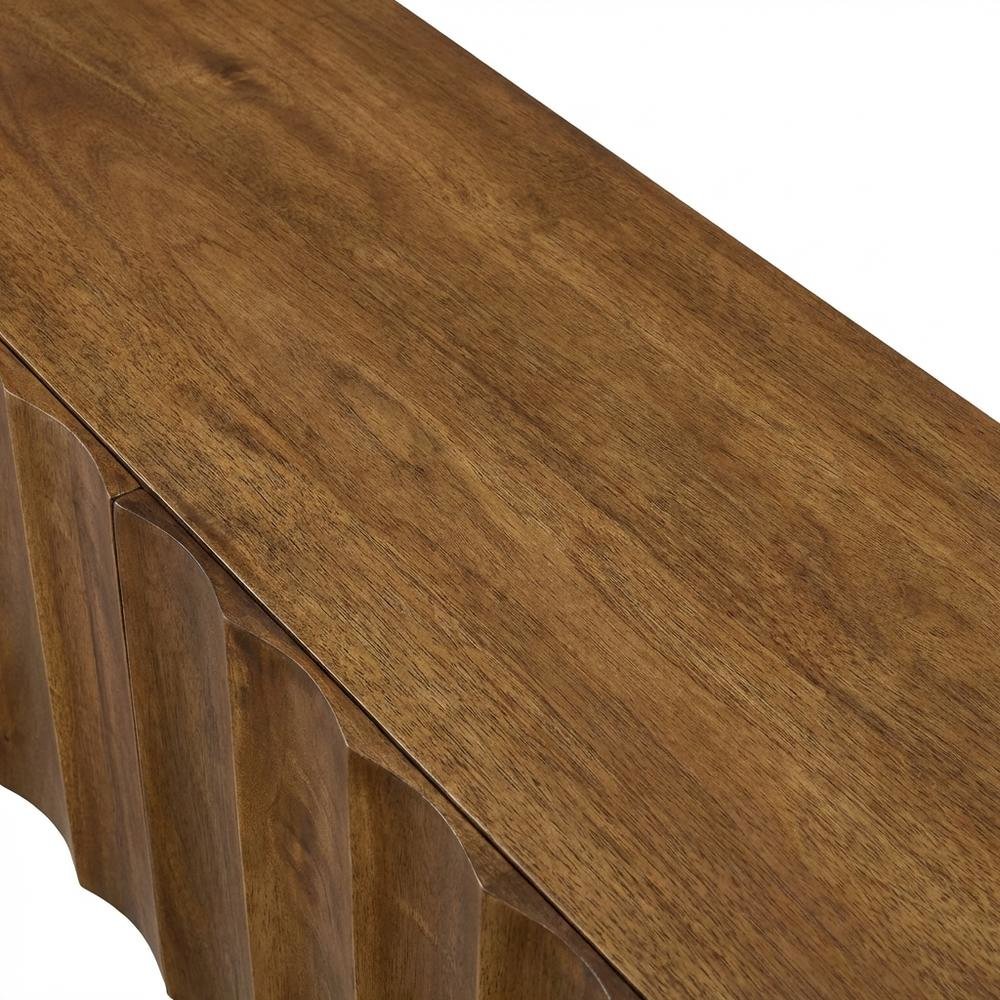 Scalloped Wood TV Stand in Neutral Finish with Spacious Storage. Picture 5